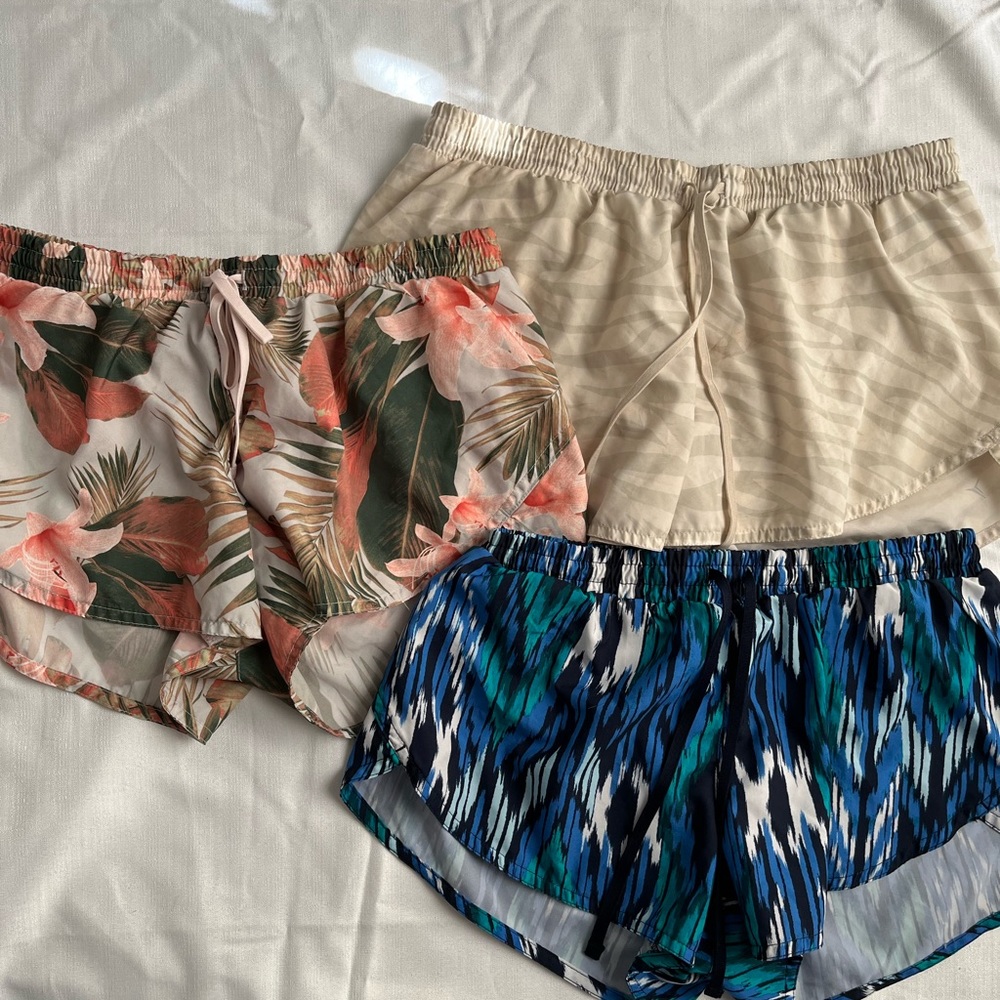 3 piece set athletic shorts with assorted patterns